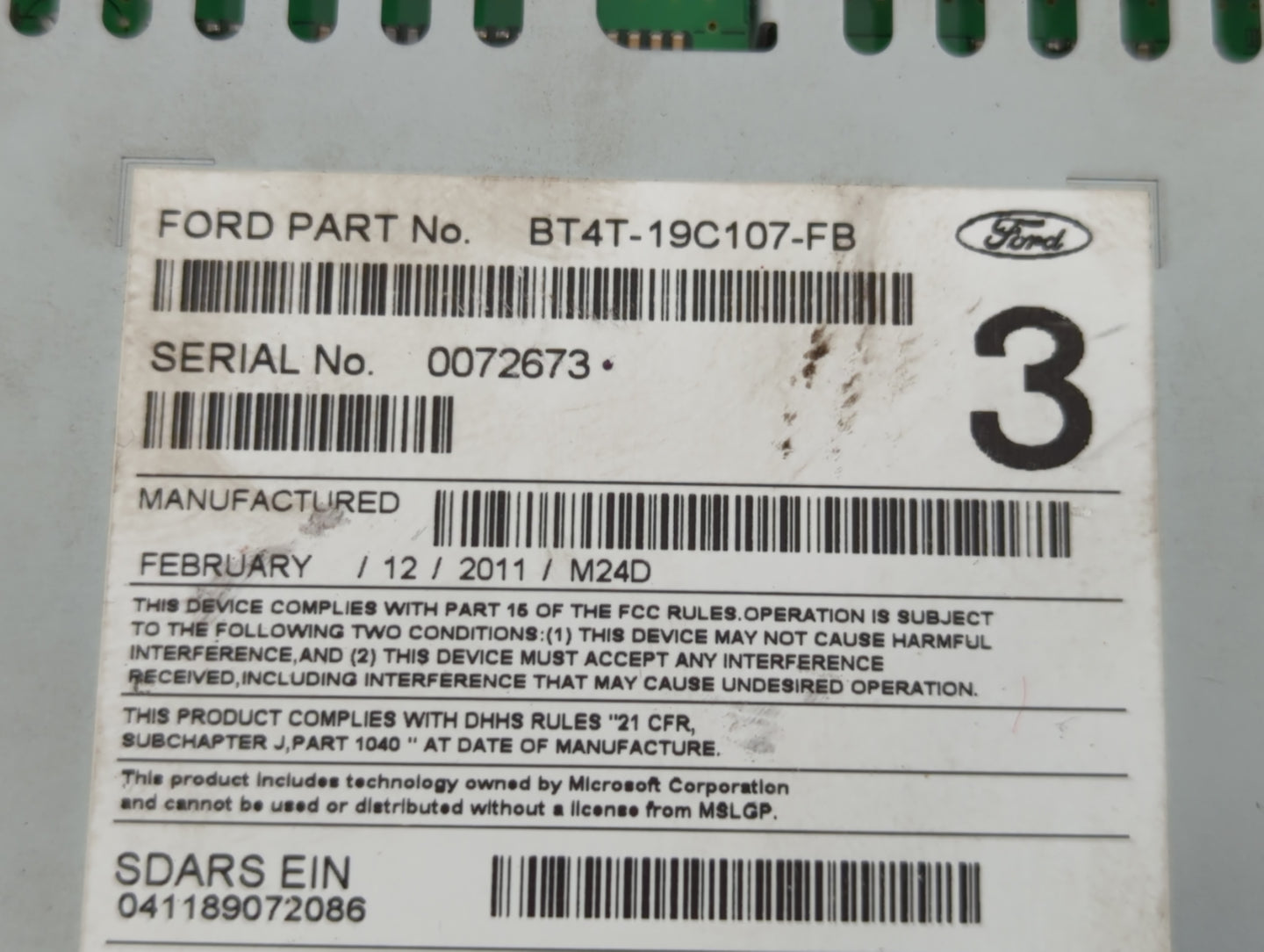 2011 Ford Edge Radio AM FM Cd Player Receiver Replacement P/N:BT4T-19C107-FB Fits OEM Used Auto Parts - Oemusedautoparts1.co