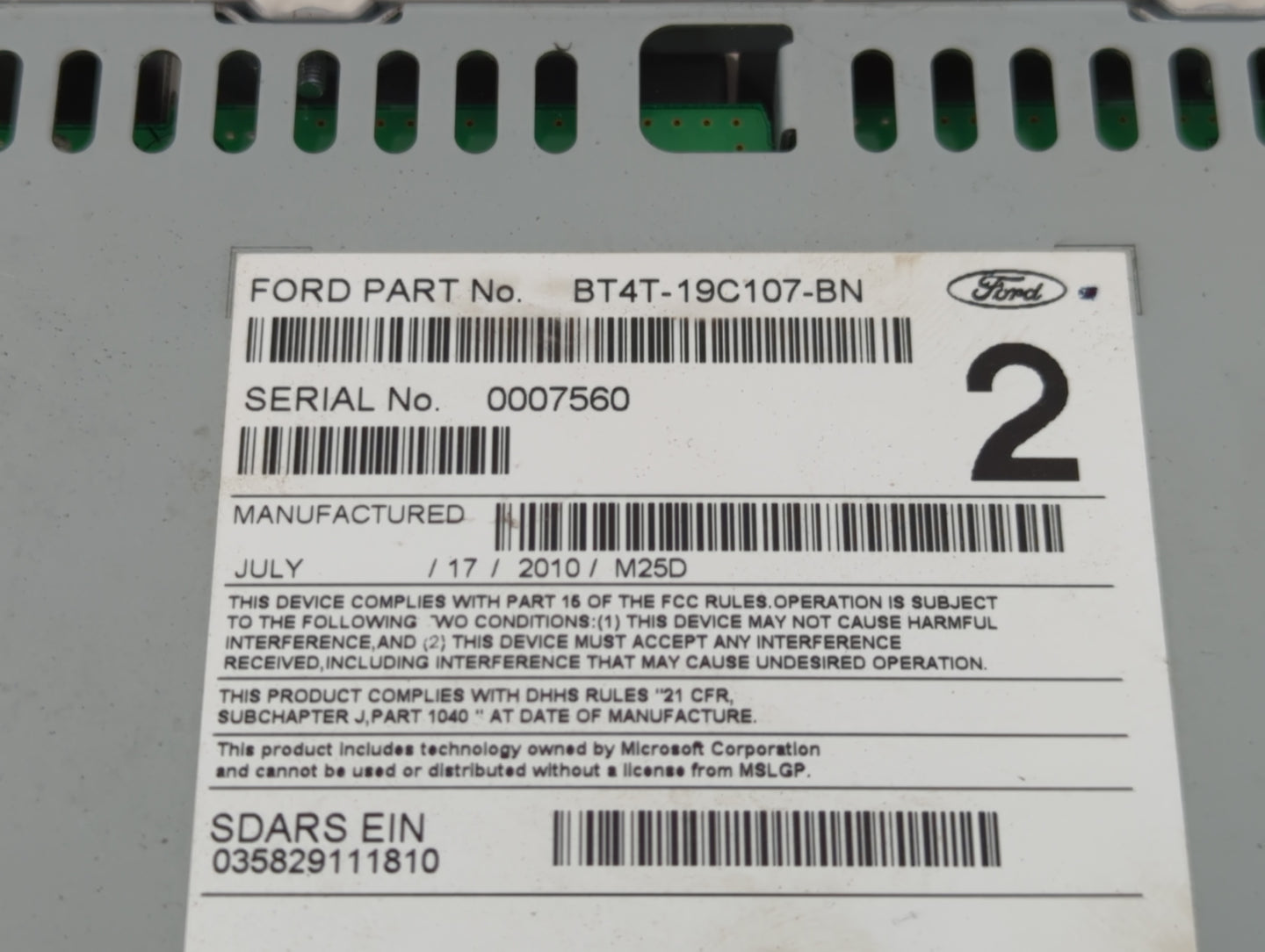 2011 Ford Edge Radio AM FM Cd Player Receiver Replacement P/N:BT4T-19C107-BN Fits OEM Used Auto Parts - Oemusedautoparts1.co