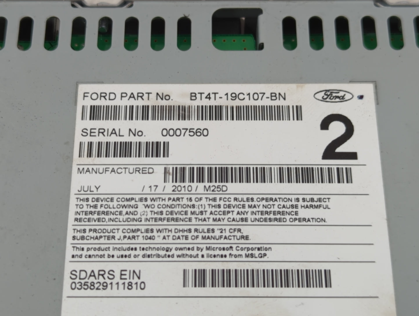 2011 Ford Edge Radio AM FM Cd Player Receiver Replacement P/N:BT4T-19C107-BN Fits OEM Used Auto Parts - Oemusedautoparts1.co