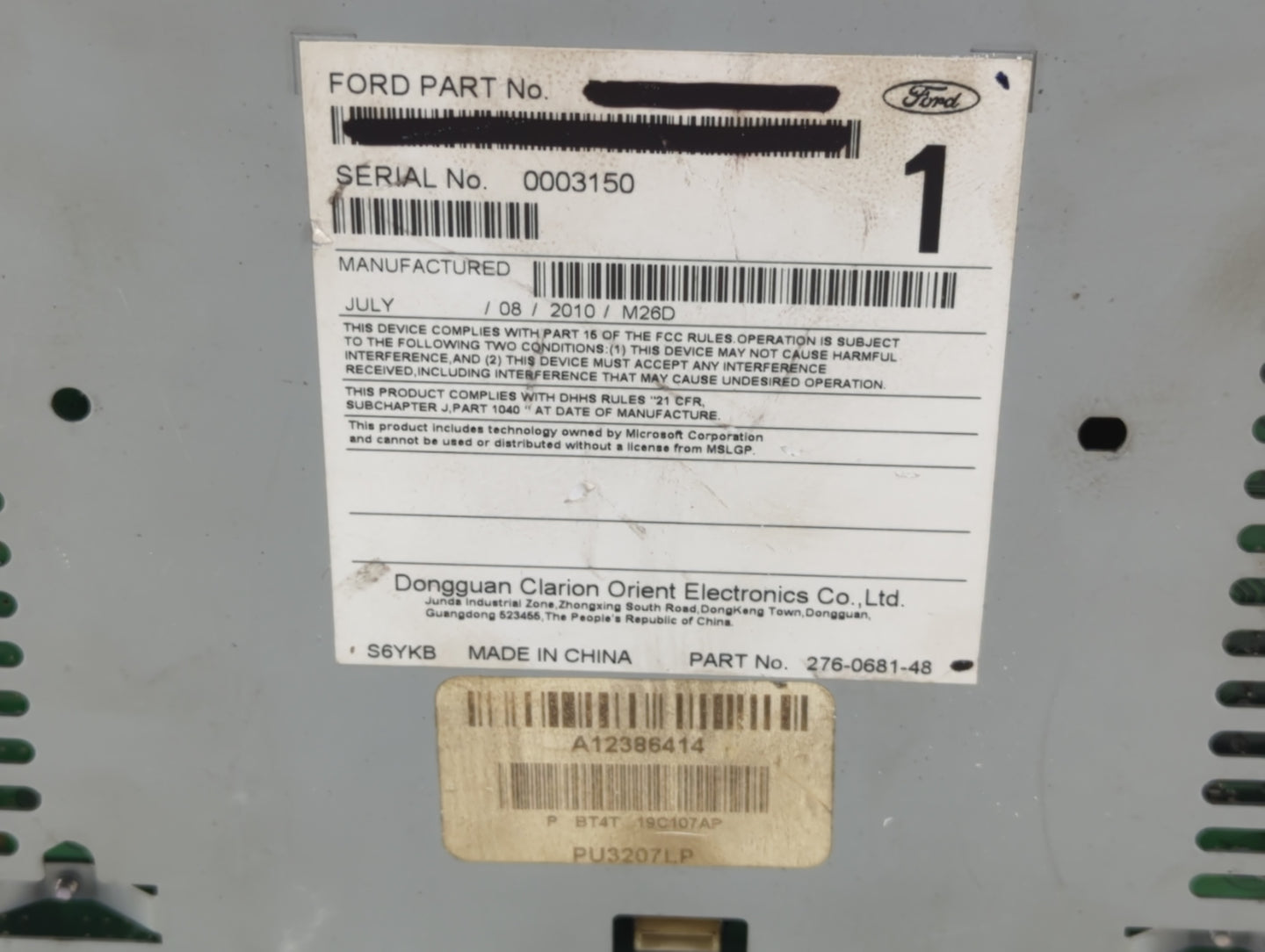 2011 Ford Edge Radio AM FM Cd Player Receiver Replacement P/N:BT4T-18A802-AG Fits OEM Used Auto Parts - Oemusedautoparts1.co