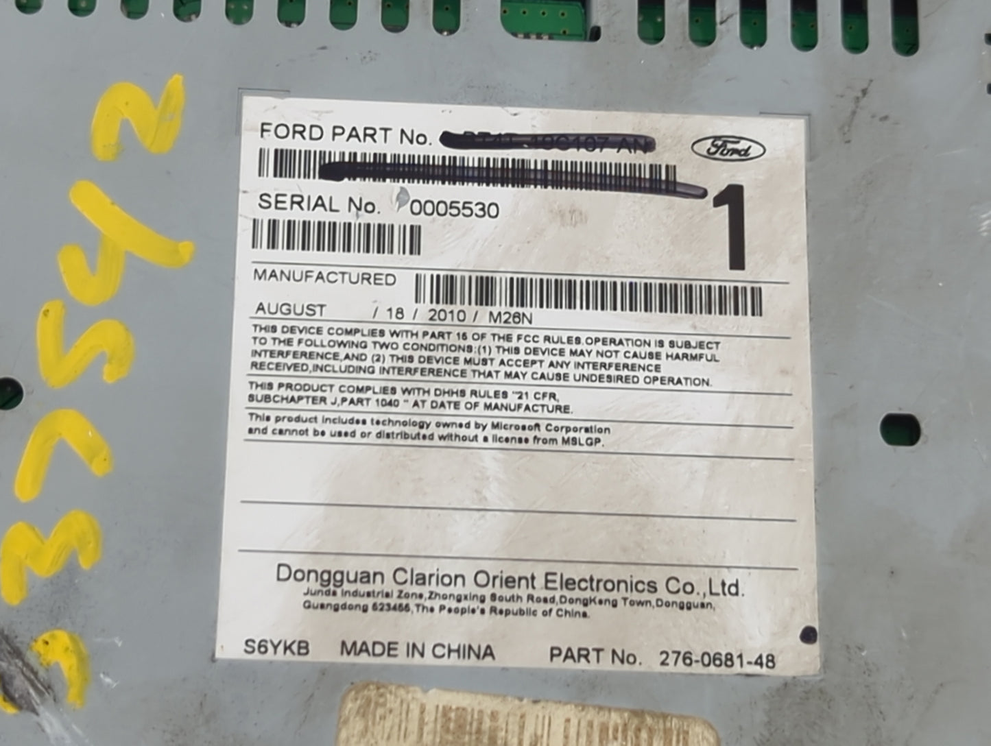 2011 Ford Edge Radio AM FM Cd Player Receiver Replacement P/N:PU-3207L-N S6YKB, 276-0681-48 Fits OEM Used Auto Parts - Oemus