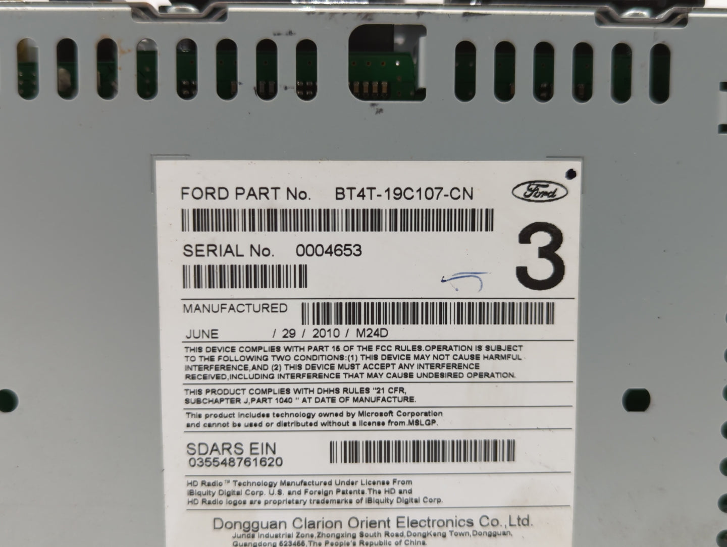 2011 Ford Edge Radio AM FM Cd Player Receiver Replacement P/N:BT4T-19C107-CN Fits OEM Used Auto Parts - Oemusedautoparts1.co