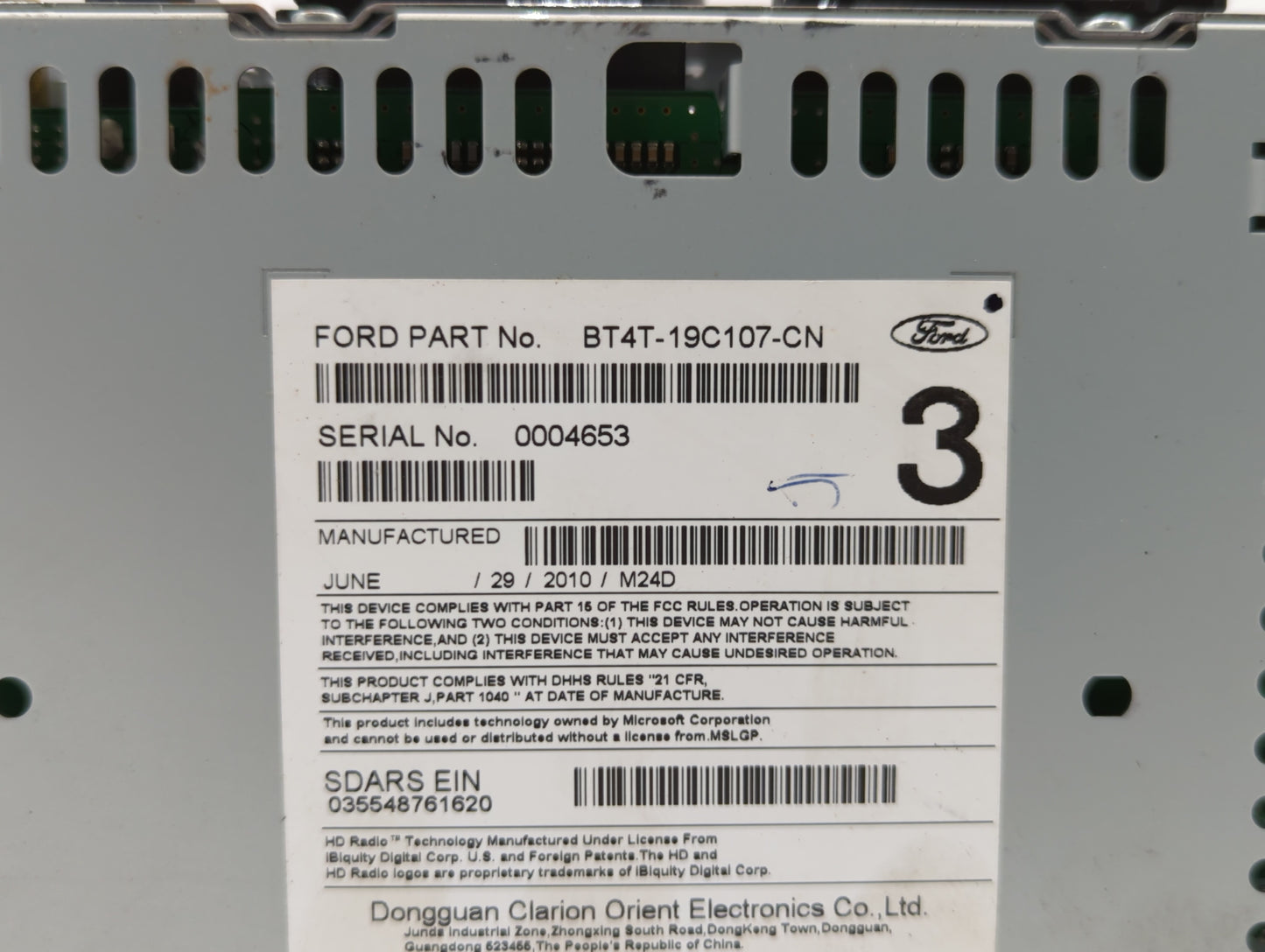 2011 Ford Edge Radio AM FM Cd Player Receiver Replacement P/N:BT4T-19C107-CN Fits OEM Used Auto Parts - Oemusedautoparts1.co