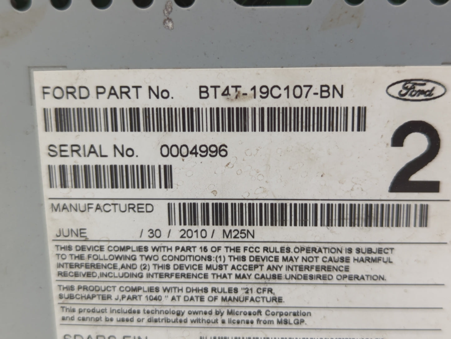 2011-2011 Ford Edge Am Fm Cd Player Radio Receiver - Oemusedautoparts1.com