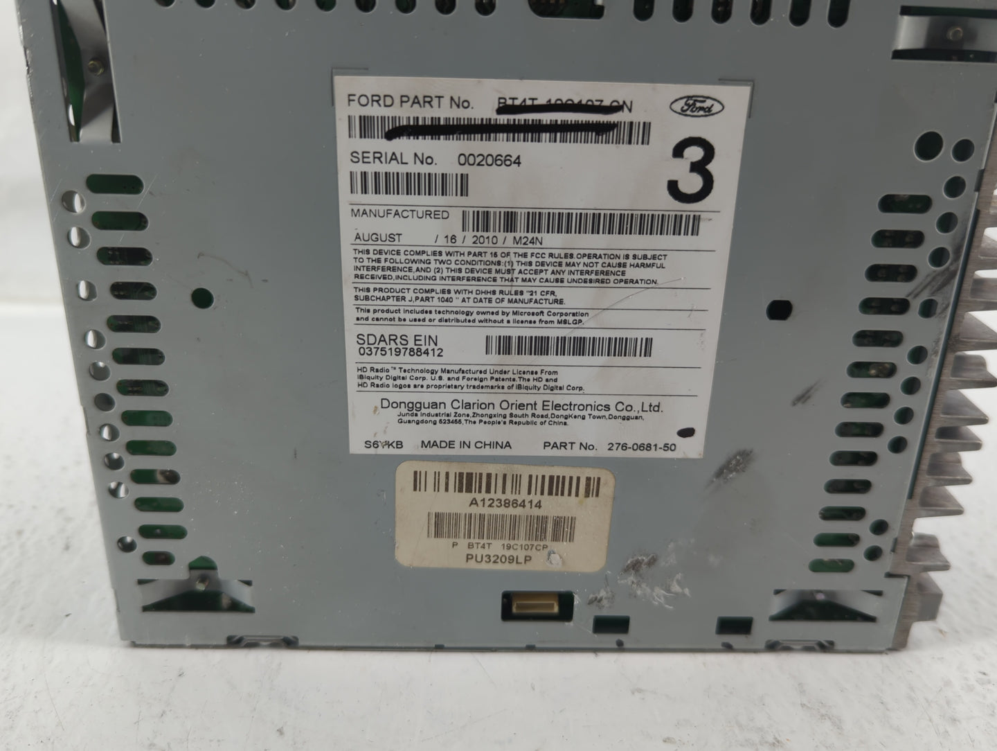 2011 Ford Edge Radio AM FM Cd Player Receiver Replacement P/N:276-0681-64 Fits OEM Used Auto Parts - Oemusedautoparts1.com