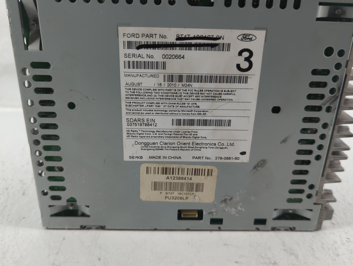2011 Ford Edge Radio AM FM Cd Player Receiver Replacement P/N:276-0681-64 Fits OEM Used Auto Parts - Oemusedautoparts1.com