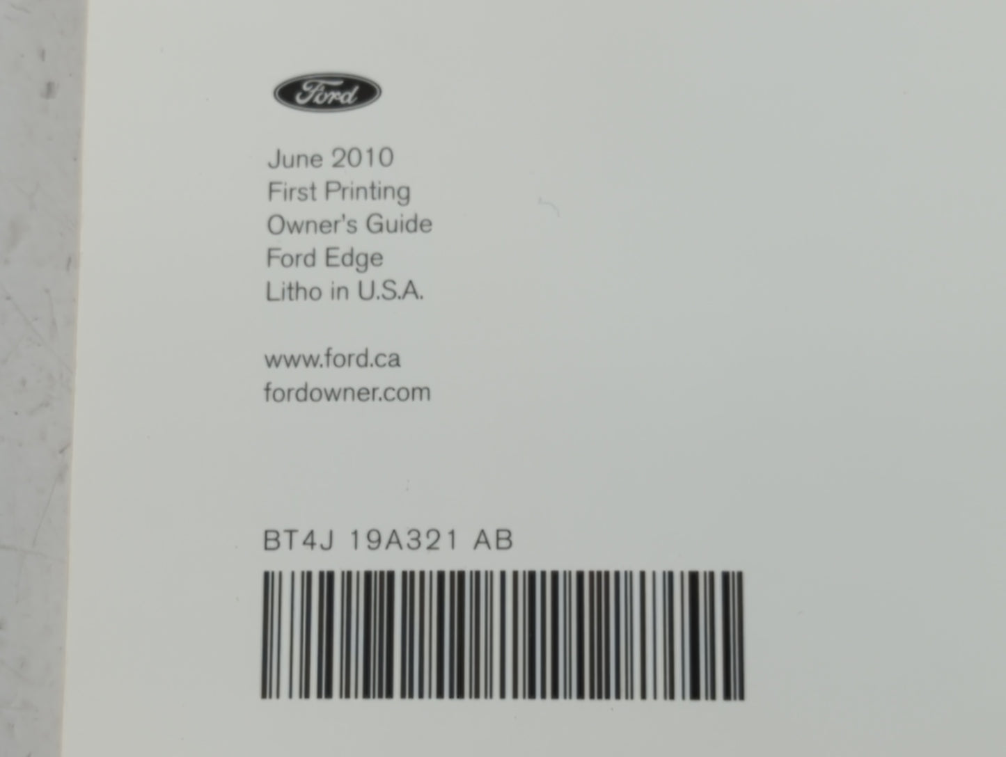 2011 Ford Edge Owners Manual Book Guide P/N:BT4J 19A321 AB OEM Used Auto Parts - Oemusedautoparts1.com