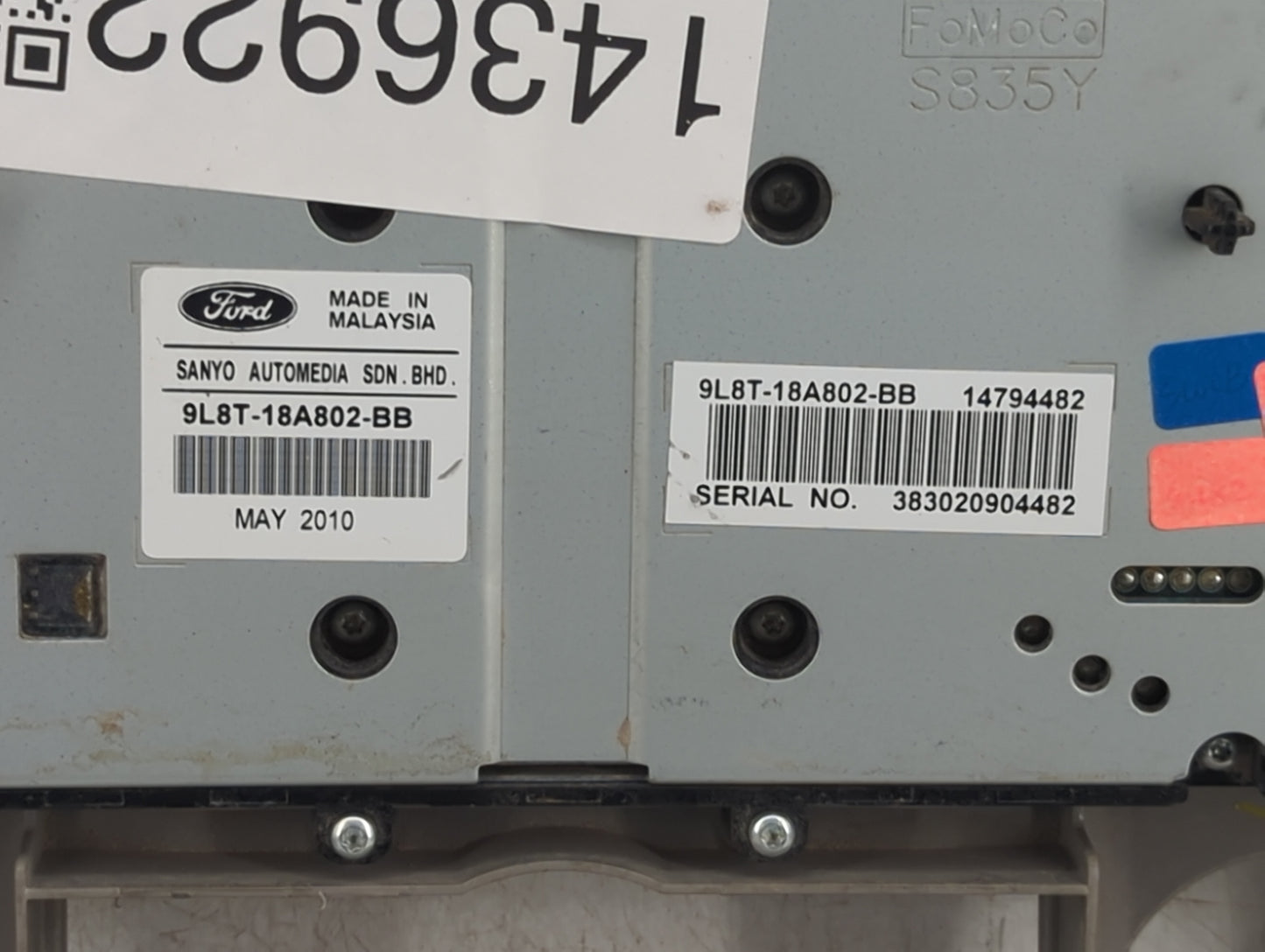 2009-2012 Ford Escape Radio AM FM Cd Player Receiver Replacement P/N:9L8T-18A802-BB Fits Fits 2009 2010 2011 2012 OEM Used A