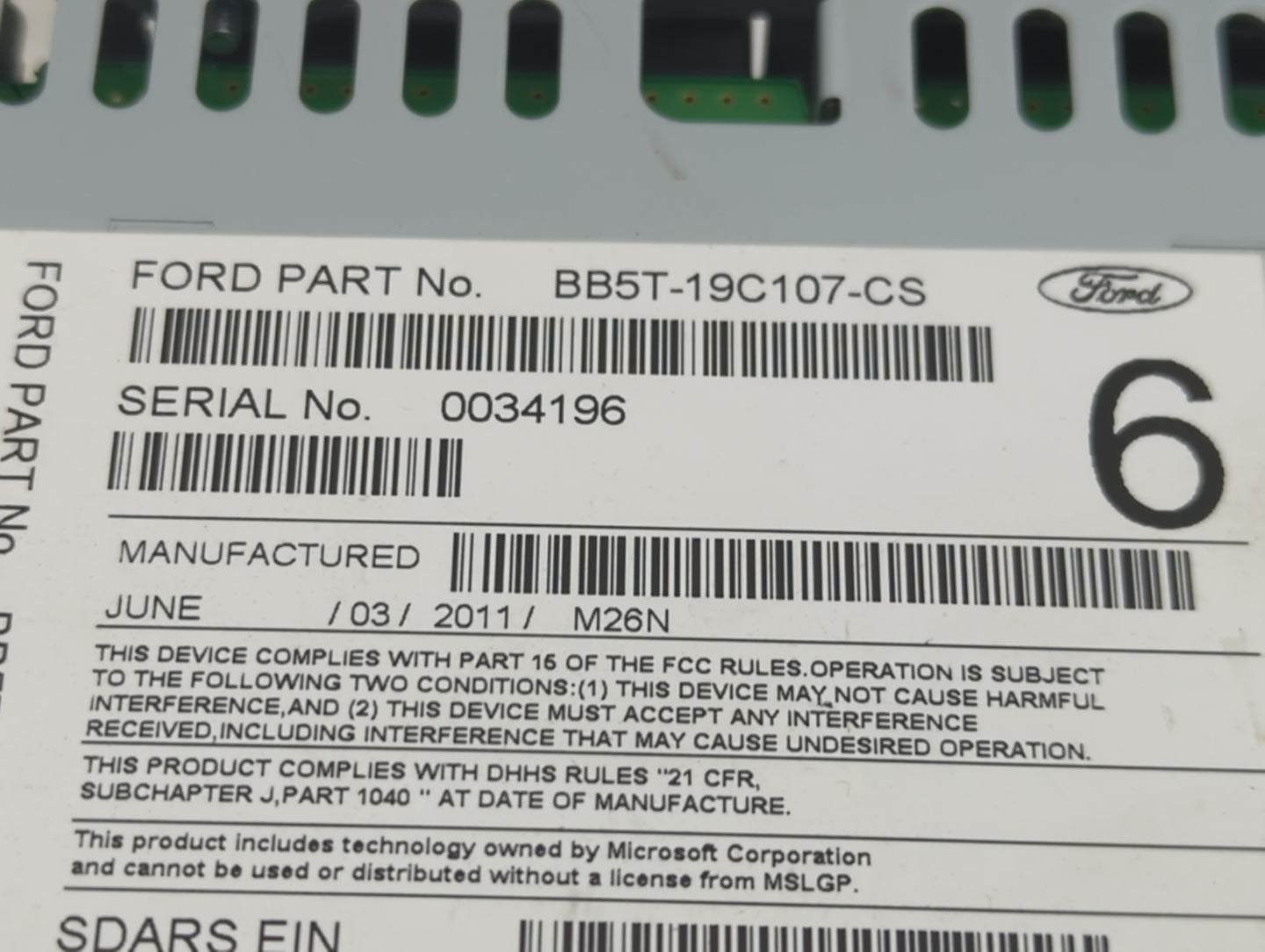 2011 Ford Explorer Radio AM FM Cd Player Receiver Replacement P/N:BB5T-19C107-CS Fits OEM Used Auto Parts - Oemusedautoparts