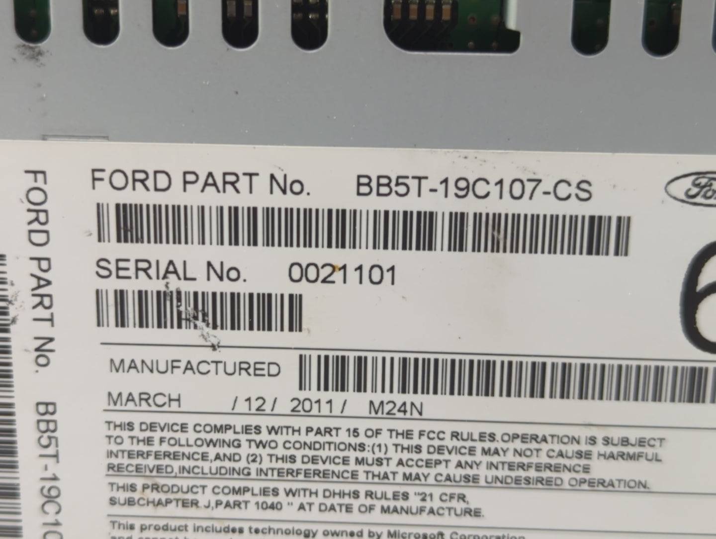 2011 Ford Explorer Radio AM FM Cd Player Receiver Replacement P/N:BB5T-19C107-B BB5T-19C107-CS Fits OEM Used Auto Parts - Oe