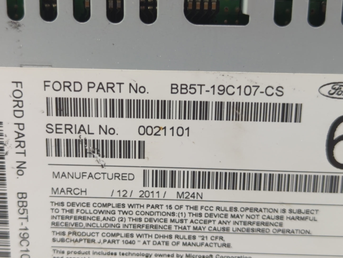 2011 Ford Explorer Radio AM FM Cd Player Receiver Replacement P/N:BB5T-19C107-B BB5T-19C107-CS Fits OEM Used Auto Parts - Oe