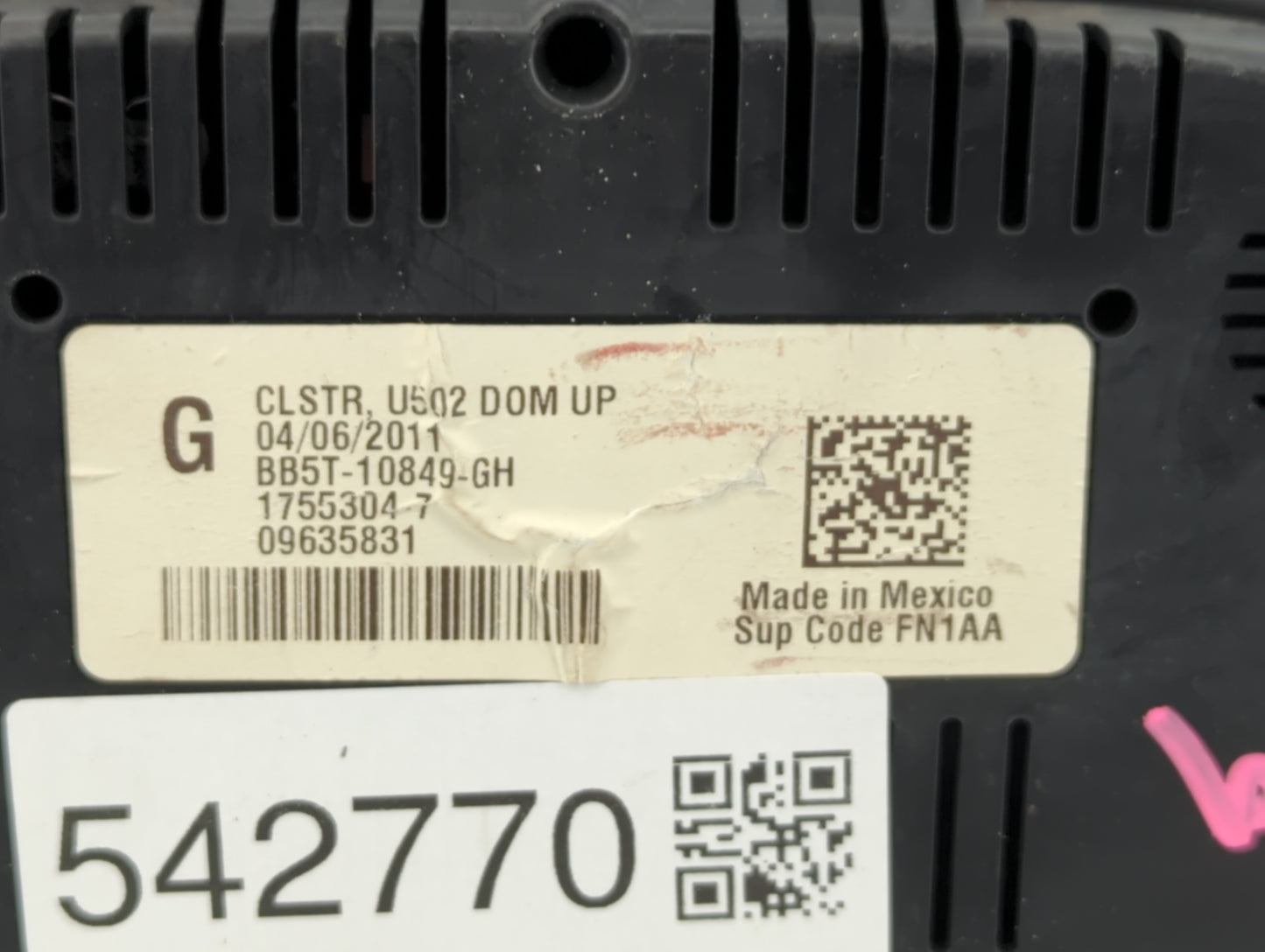 2011 Ford Explorer Instrument Cluster Speedometer Gauges P/N:BB5T-10849-GH BB5T-10849-GG Fits OEM Used Auto Parts - Oemuseda