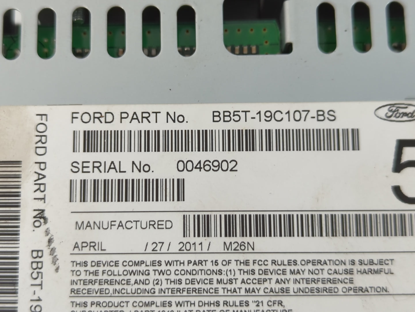 2011 Ford Explorer Radio AM FM Cd Player Receiver Replacement P/N:BB5T-19C107-BS Fits OEM Used Auto Parts - Oemusedautoparts