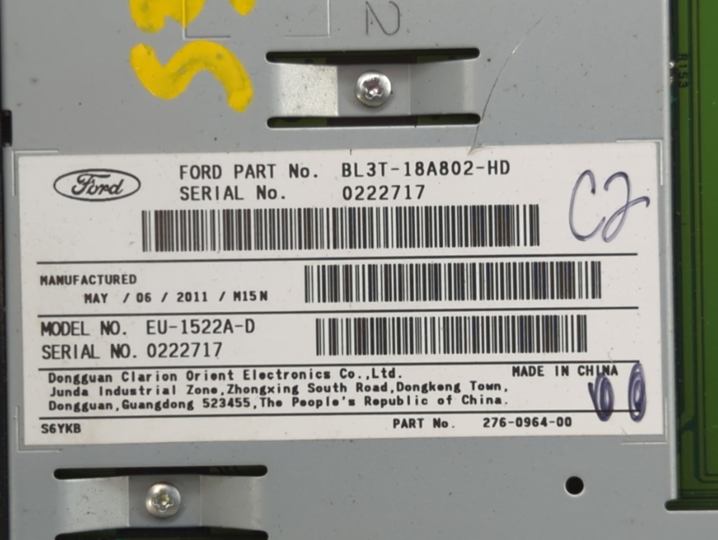 2011 Ford F-150 Radio AM FM Cd Player Receiver Replacement P/N:BL3T-18A802-HD EU-1522A-D Fits OEM Used Auto Parts - Oemuseda