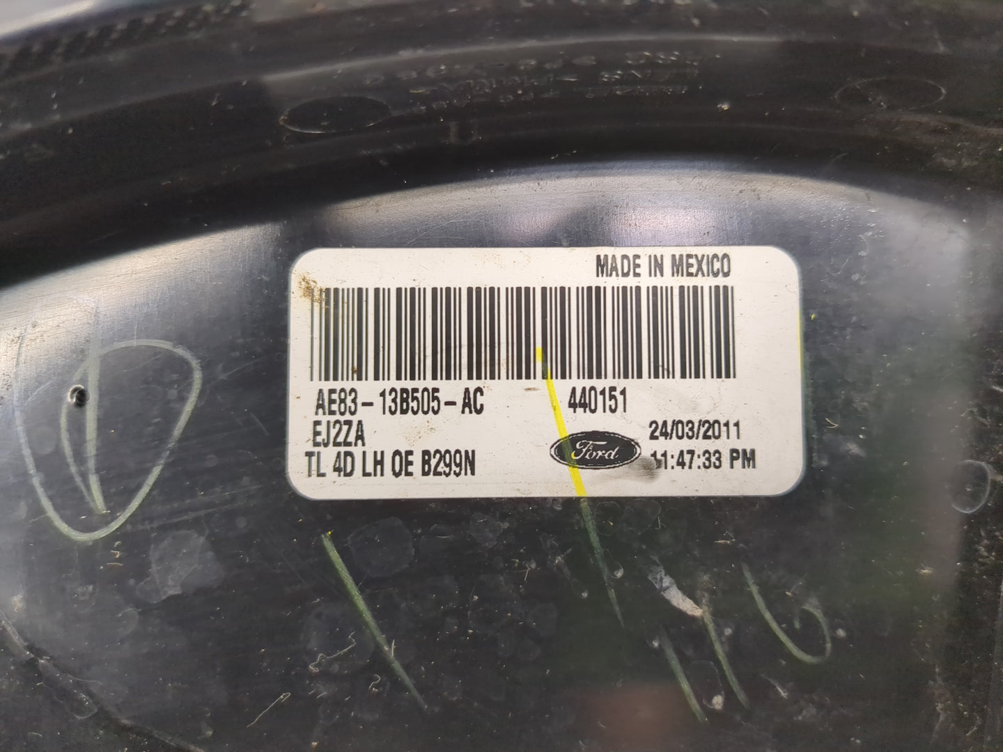 2011-2013 Ford Fiesta Tail Light Assembly Driver Left OEM P/N:AE83-13B505-AC Fits Fits 2011 2012 2013 OEM Used Auto Parts - 