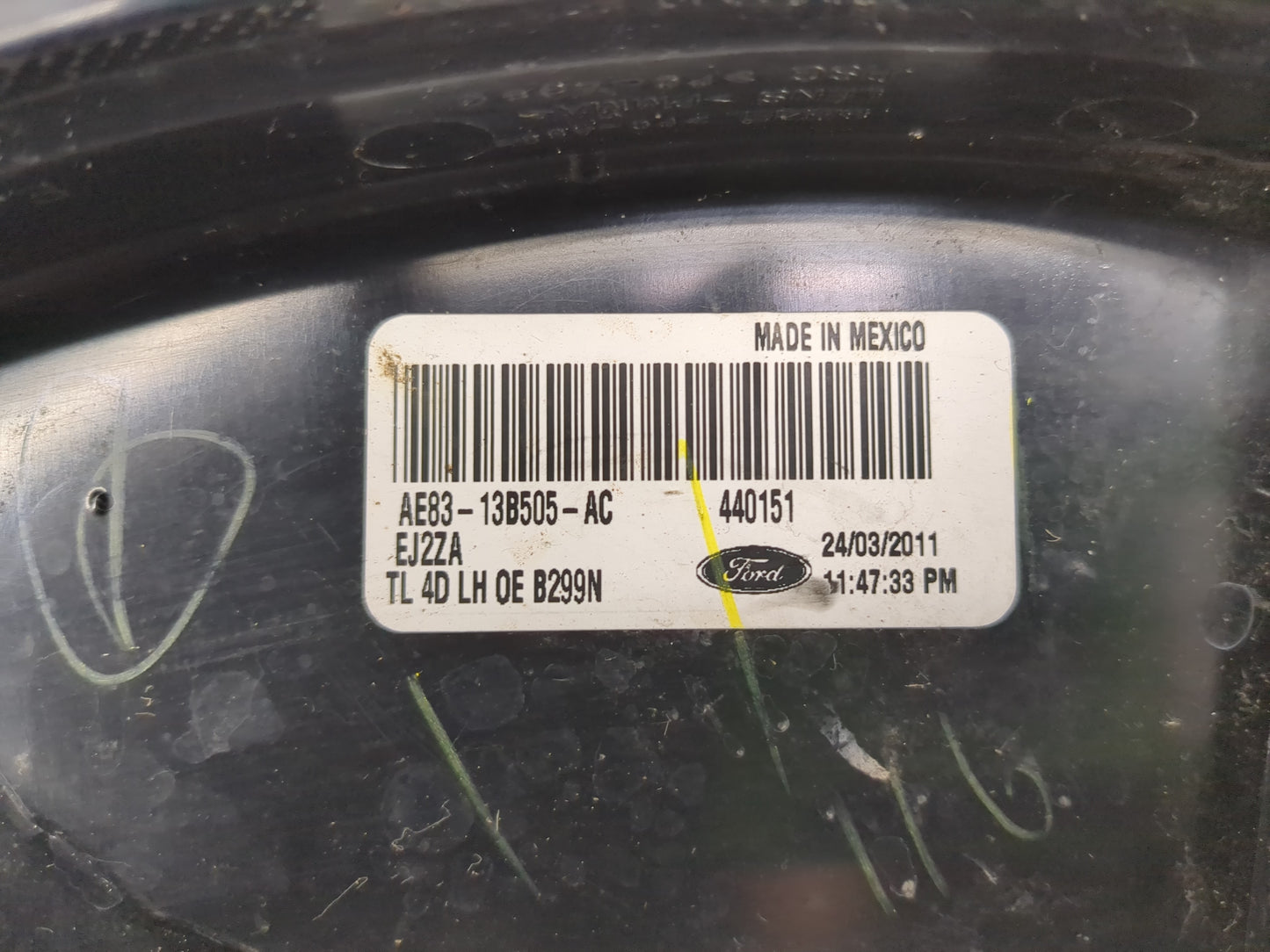 2011-2013 Ford Fiesta Tail Light Assembly Driver Left OEM P/N:AE83-13B505-AC Fits Fits 2011 2012 2013 OEM Used Auto Parts - 