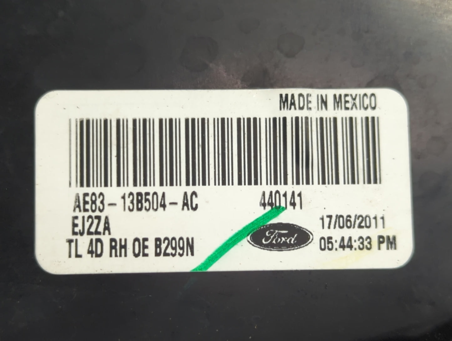 2011-2013 Ford Fiesta Tail Light Assembly Passenger Right OEM P/N:AE83-13B504-AC Fits Fits 2011 2012 2013 OEM Used Auto Part