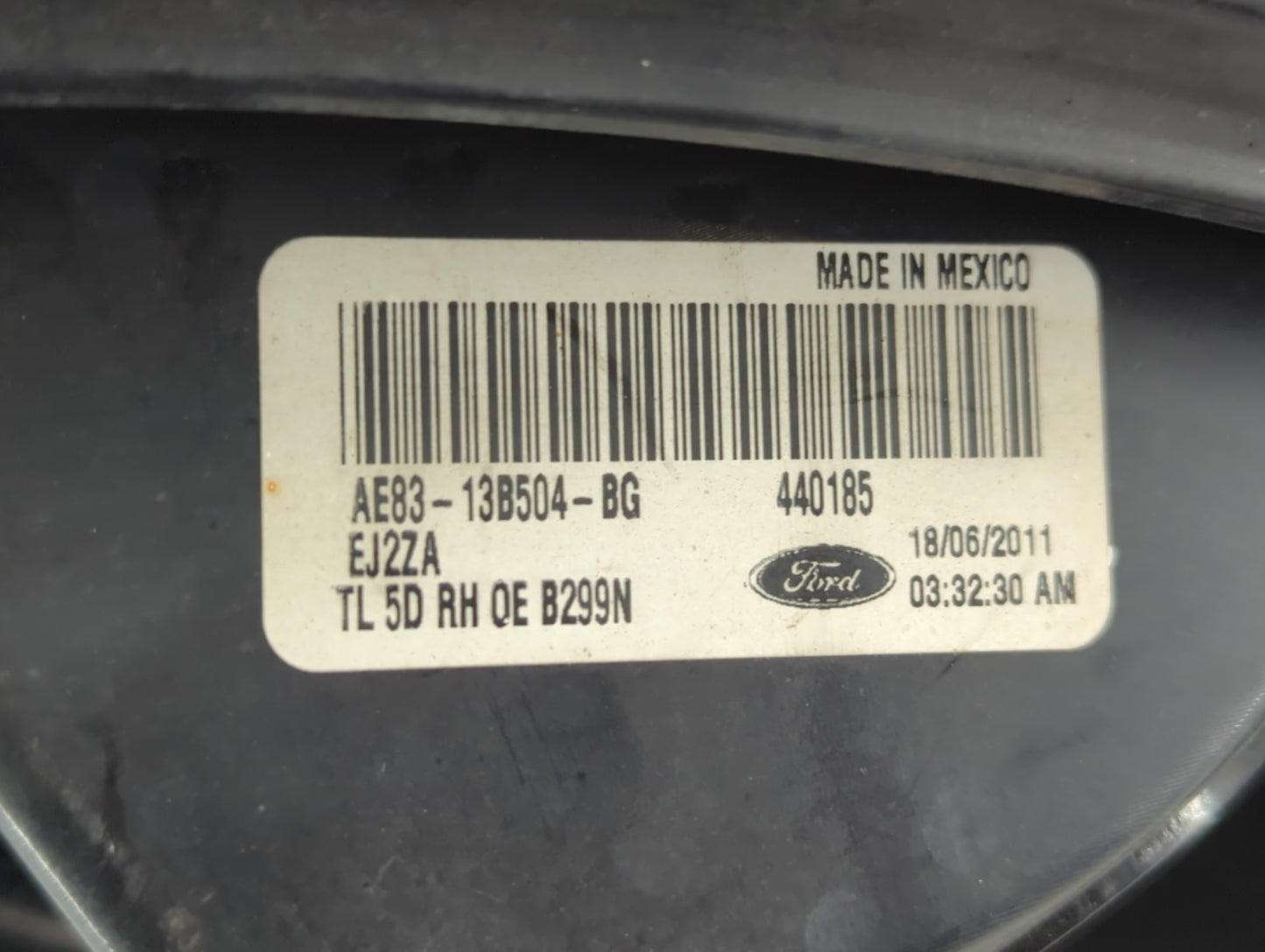 2011-2013 Ford Fiesta Tail Light Assembly Passenger Right OEM P/N:AE83-13B504-BG Fits Fits 2011 2012 2013 OEM Used Auto Part