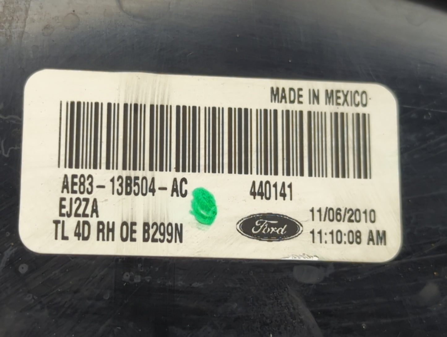 2011-2013 Ford Fiesta Tail Light Assembly Passenger Right OEM P/N:AE83-13B504-AC Fits Fits 2011 2012 2013 OEM Used Auto Part