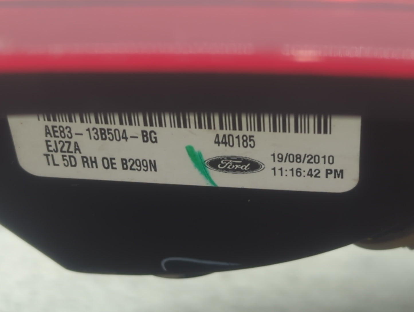 2011-2013 Ford Fiesta Tail Light Assembly Passenger Right OEM P/N:AE83-13B504-BG Fits Fits 2011 2012 2013 OEM Used Auto Part