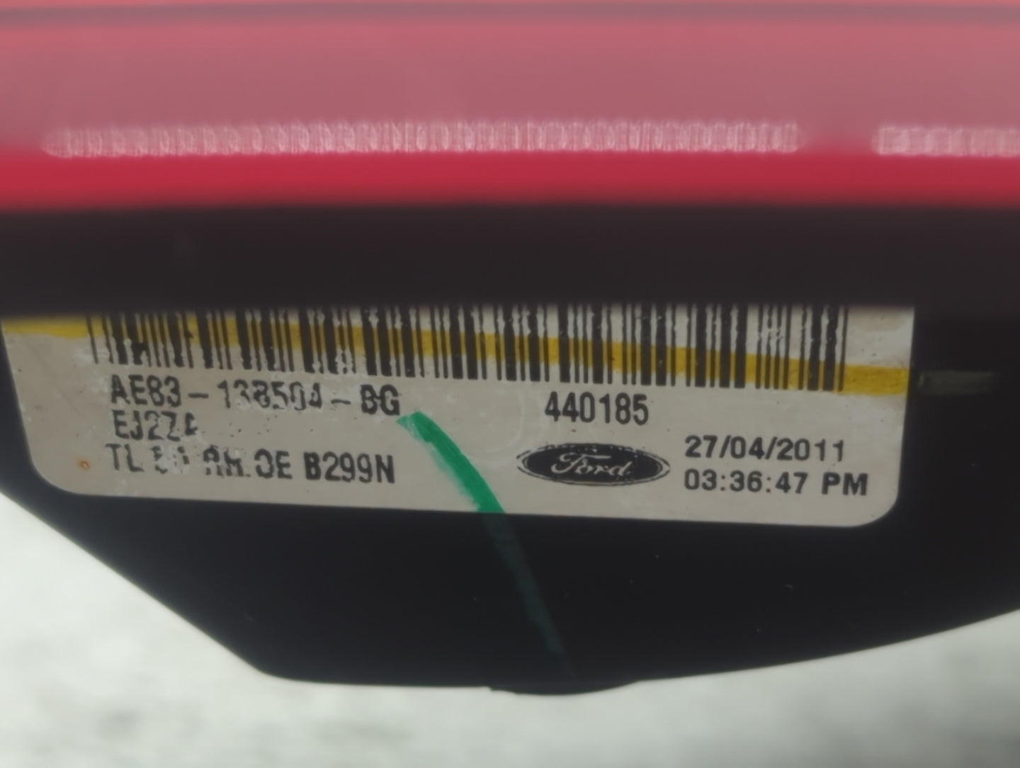 2011-2013 Ford Fiesta Tail Light Assembly Passenger Right OEM P/N:AE83-13B504-BG Fits Fits 2011 2012 2013 OEM Used Auto Part