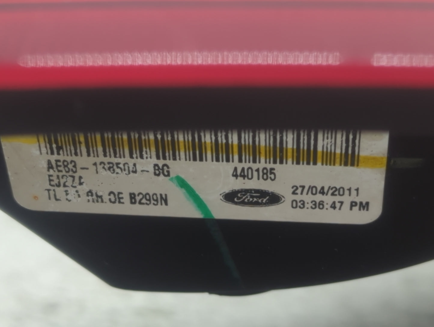 2011-2013 Ford Fiesta Tail Light Assembly Passenger Right OEM P/N:AE83-13B504-BG Fits Fits 2011 2012 2013 OEM Used Auto Part
