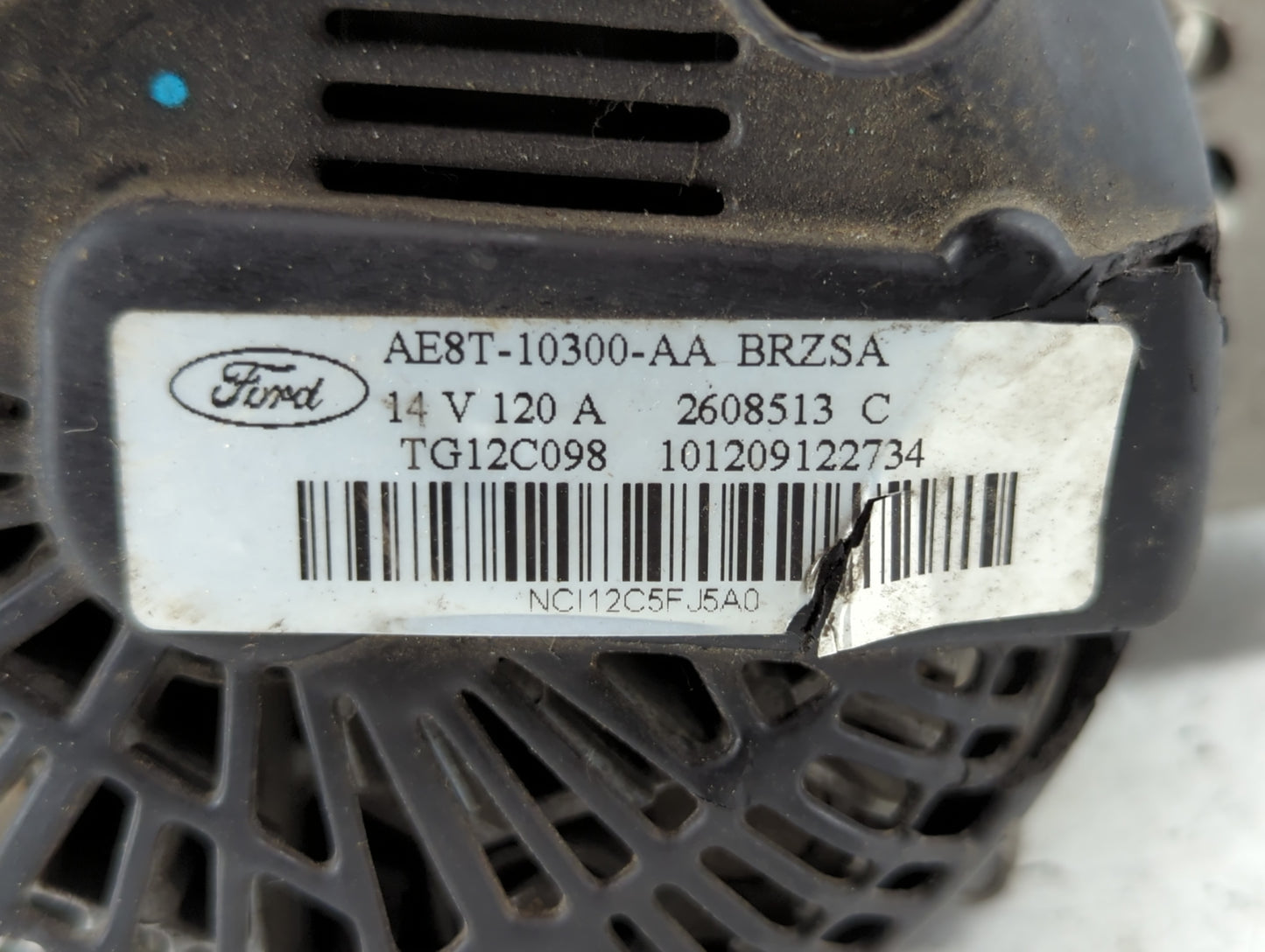 2011-2019 Ford Fiesta Alternator Replacement Generator Charging Assembly Engine OEM P/N:2608513 C TG12C098 Fits OEM Used Aut