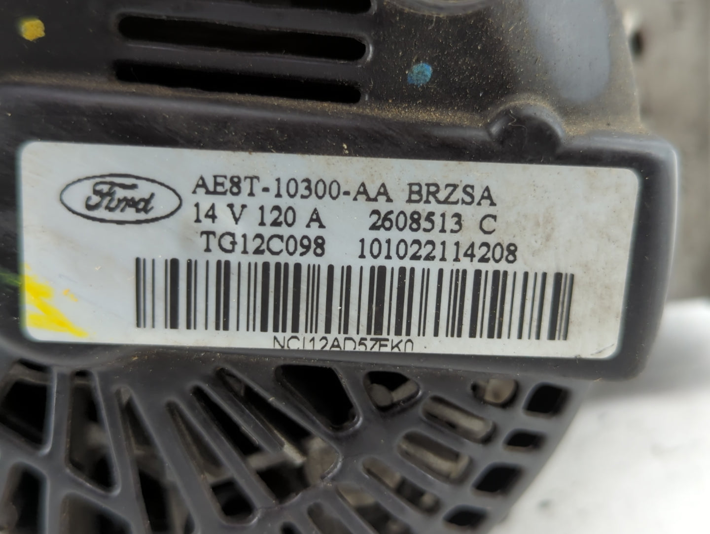 2011-2019 Ford Fiesta Alternator Replacement Generator Charging Assembly Engine OEM P/N:AE8T-10300-AA Fits OEM Used Auto Par