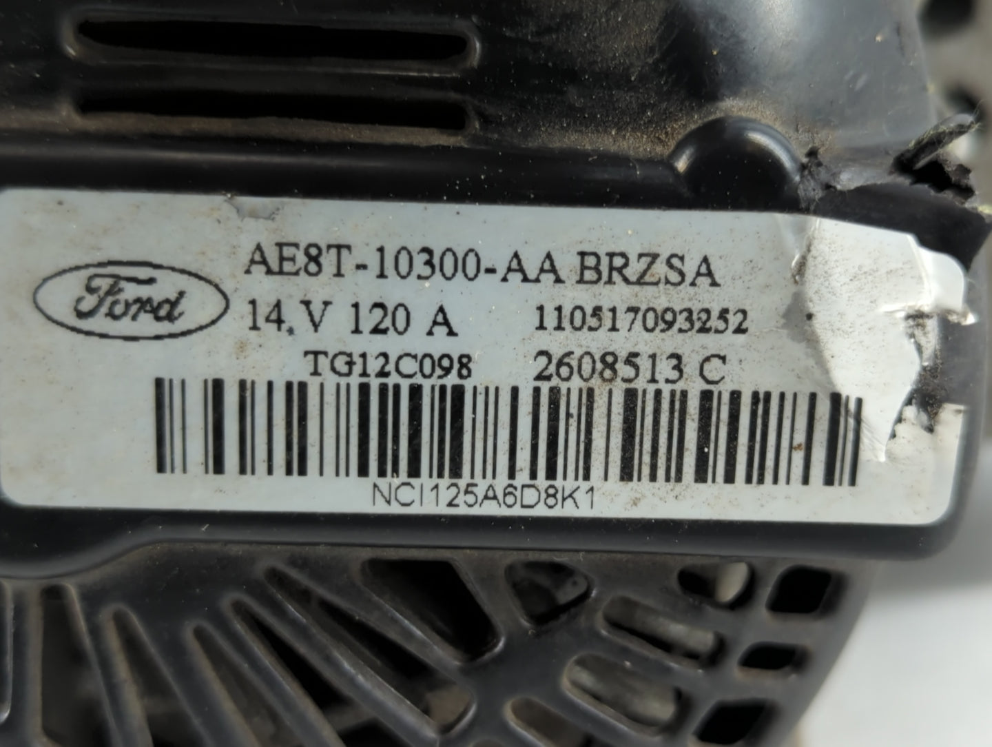 2011-2019 Ford Fiesta Alternator Replacement Generator Charging Assembly Engine OEM P/N:AE8T-10300-AA Fits OEM Used Auto Par