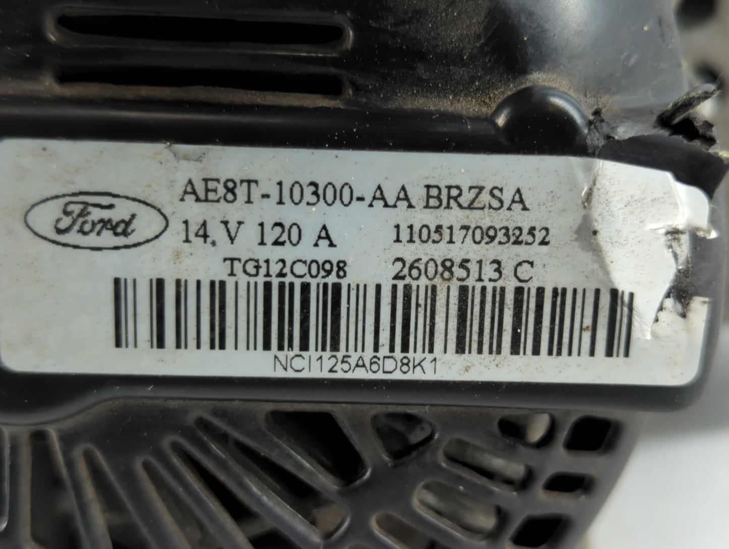 2011-2019 Ford Fiesta Alternator Replacement Generator Charging Assembly Engine OEM P/N:AE8T-10300-AA Fits OEM Used Auto Par