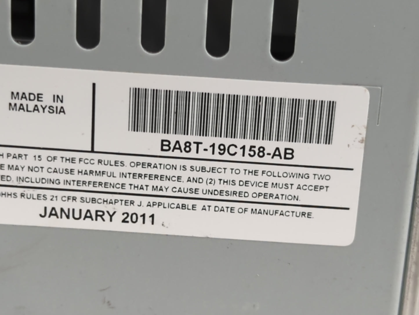 2011-2012 Ford Flex Radio AM FM Cd Player Receiver Replacement P/N:BABT-19C158-AB Fits Fits 2011 2012 OEM Used Auto Parts - 