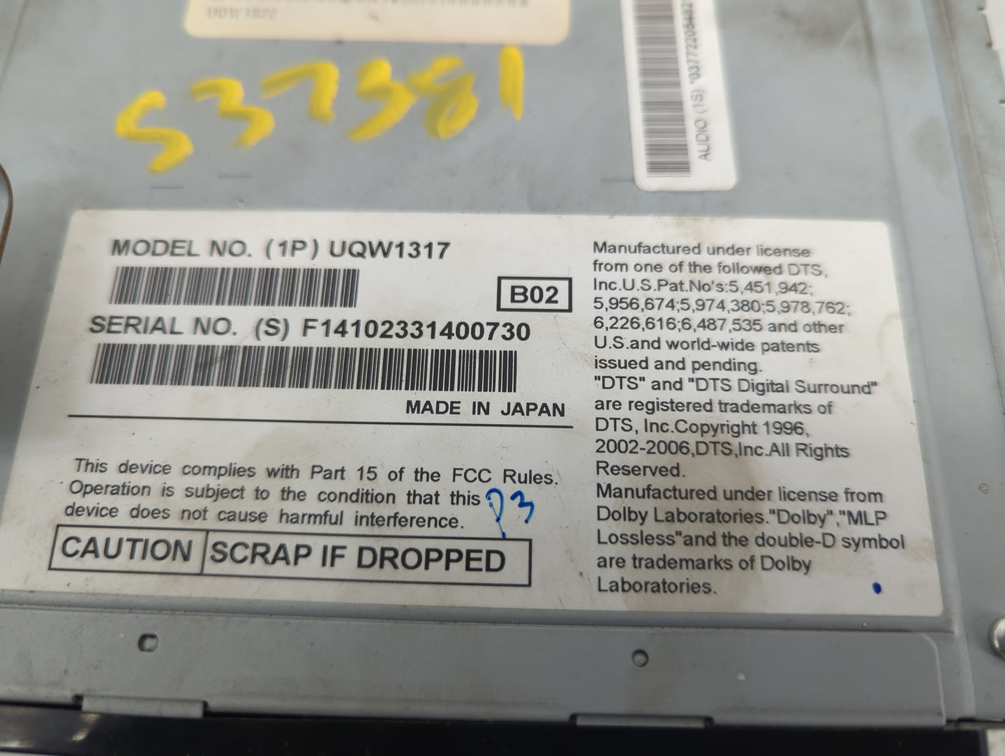 2011-2012 Ford Flex Radio AM FM Cd Player Receiver Replacement P/N:UQW1317 BA8T-19C158-BB Fits Fits 2011 2012 OEM Used Auto 
