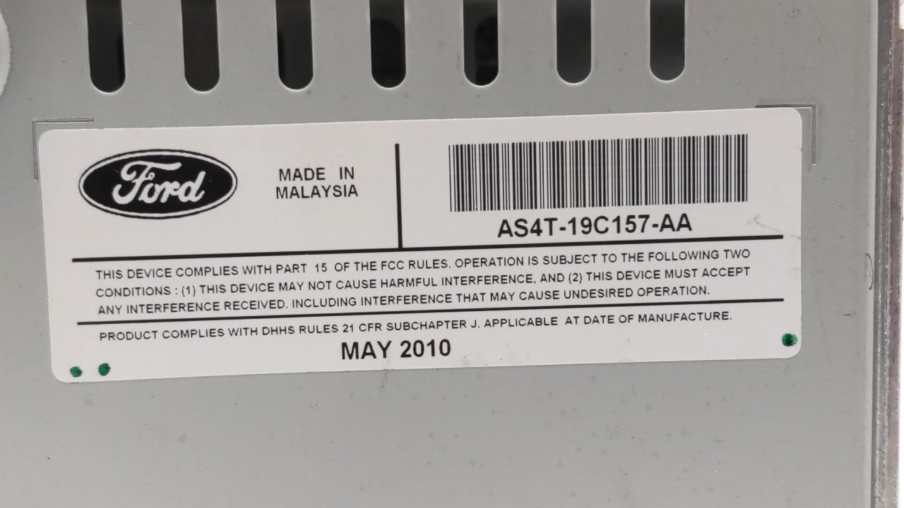 2010-2011 Ford Focus Radio AM FM Cd Player Receiver Replacement P/N:AS4T-19C157-AA Fits Fits 2010 2011 OEM Used Auto Parts -