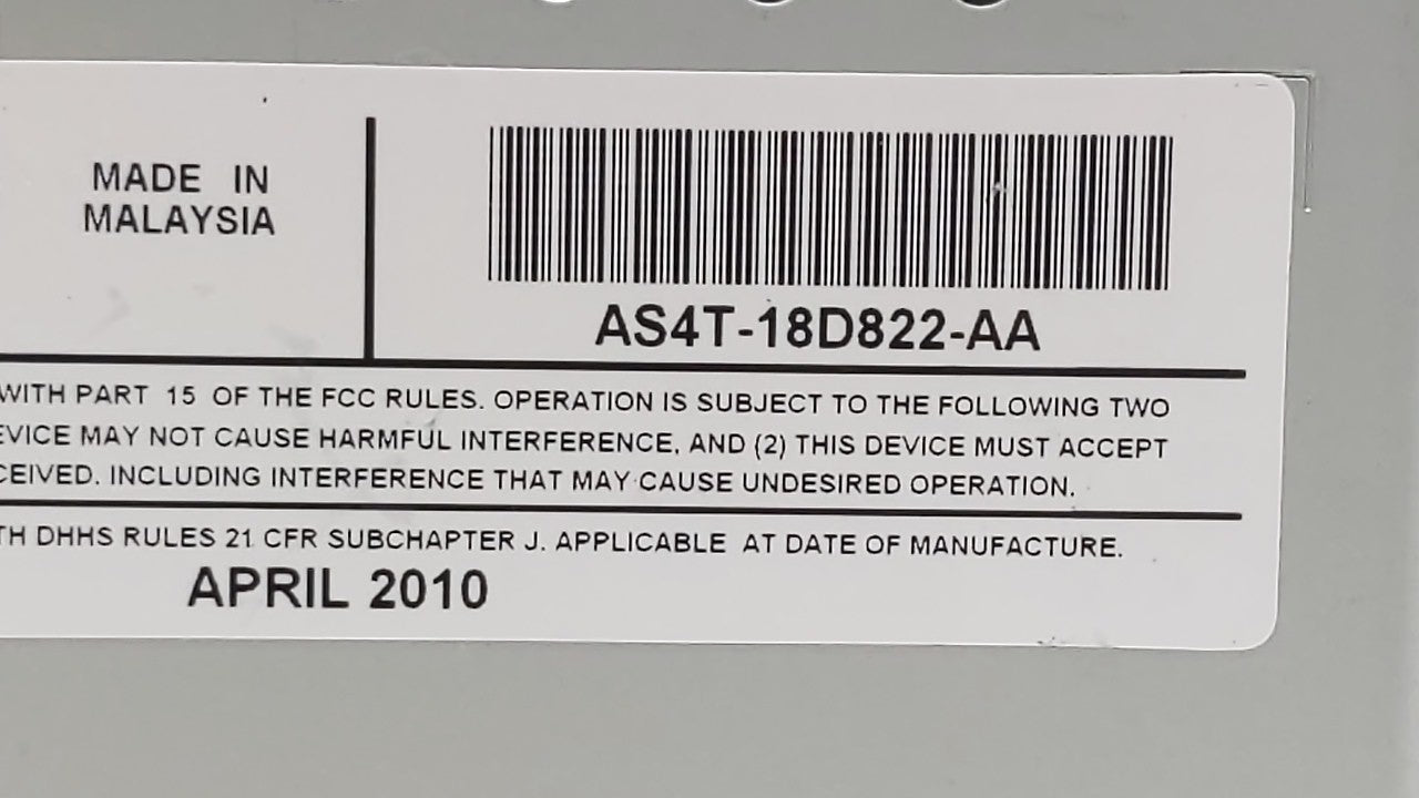 2010-2011 Ford Focus Radio AM FM Cd Player Receiver Replacement P/N:AS4T-18D822-AA Fits Fits 2010 2011 OEM Used Auto Parts -