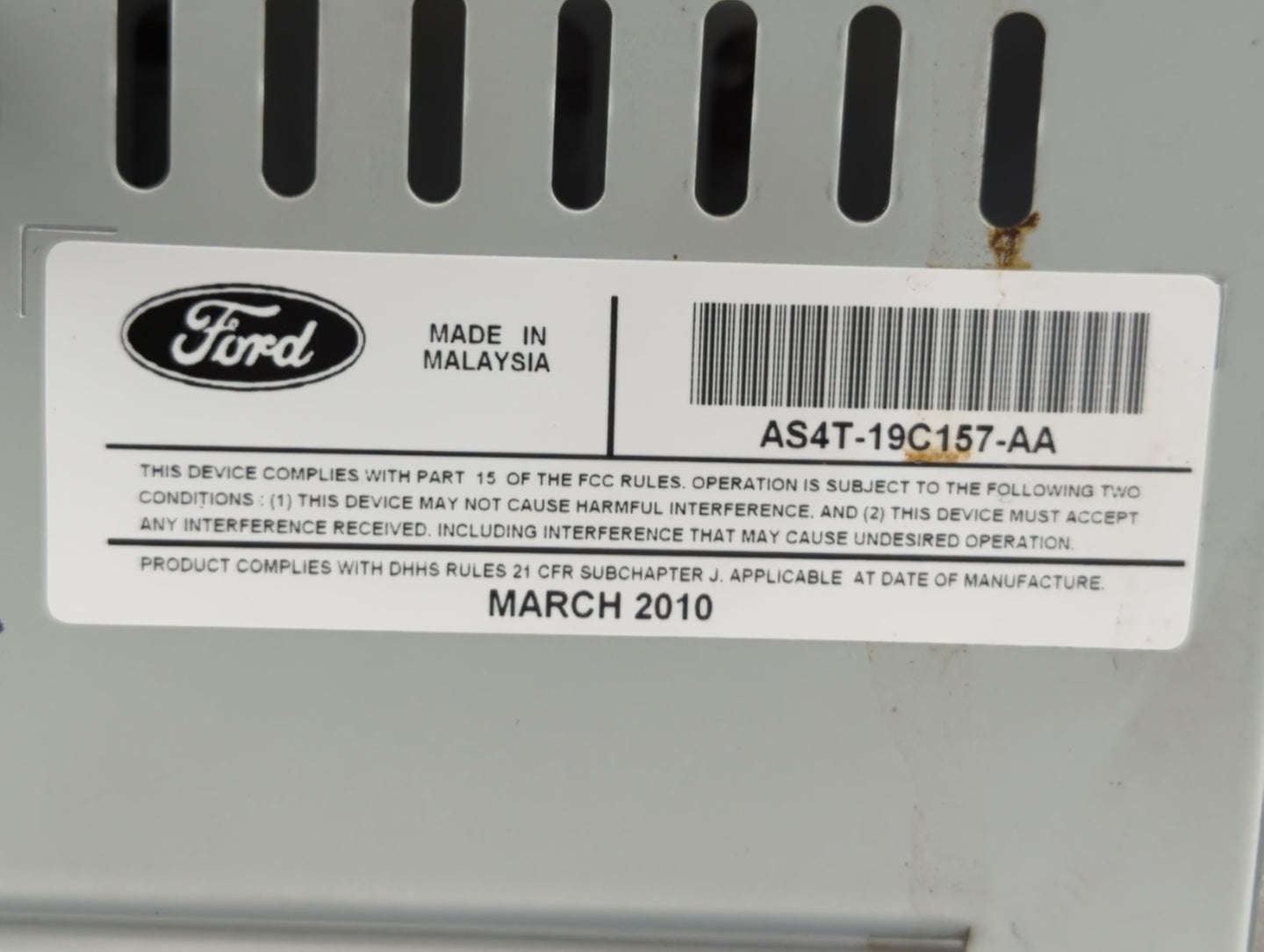 2010-2011 Ford Focus Radio AM FM Cd Player Receiver Replacement P/N:AS4T-19C157-AA Fits Fits 2010 2011 OEM Used Auto Parts -