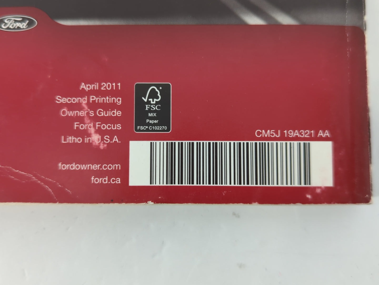 2011 Ford Focus Owners Manual Book Guide P/N:CM5J 19A321 AA OEM Used Auto Parts - Oemusedautoparts1.com