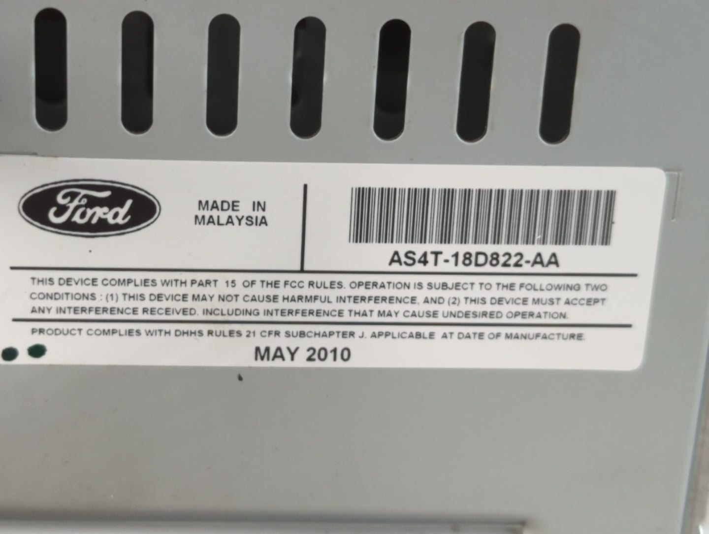 2010-2011 Ford Focus Radio AM FM Cd Player Receiver Replacement P/N:AS4T-18D822-AA Fits Fits 2010 2011 OEM Used Auto Parts -