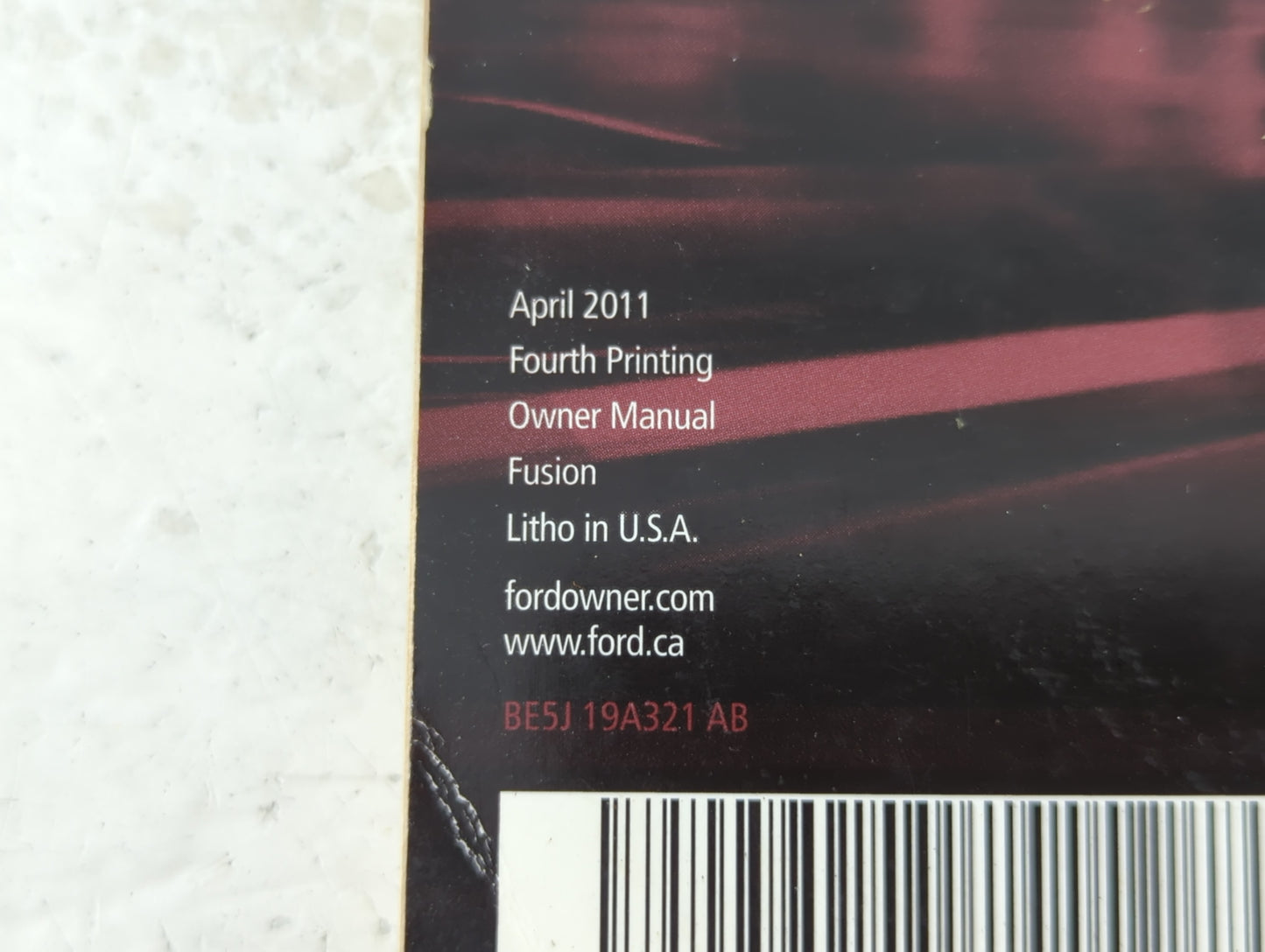 2011 Ford Fusion Owners Manual Book Guide P/N:BE5J 19A321 AB OEM Used Auto Parts - Oemusedautoparts1.com
