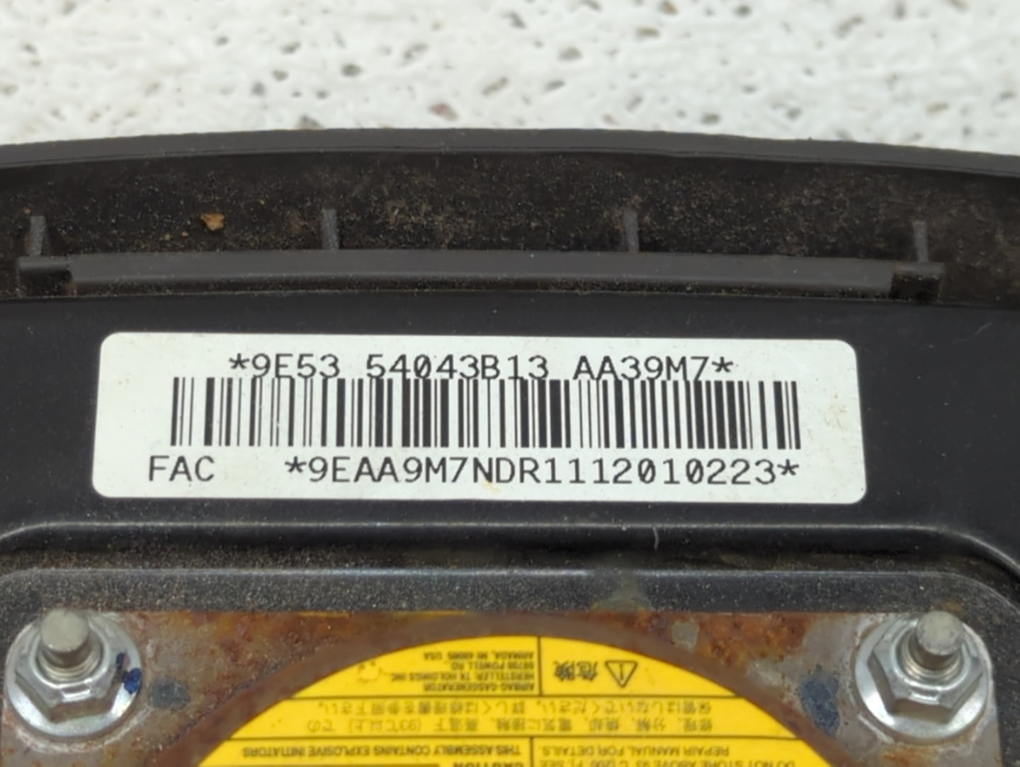 2010-2012 Ford Fusion Air Bag Driver Left Steering Wheel Mounted Grey - Oemusedautoparts1.com