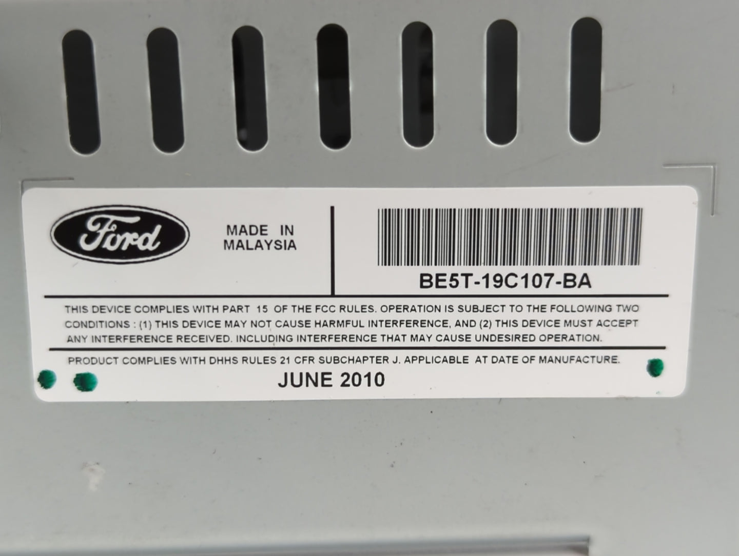 2011-2012 Ford Fusion Radio AM FM Cd Player Receiver Replacement P/N:BE5T-19C107-BA Fits Fits 2011 2012 OEM Used Auto Parts 