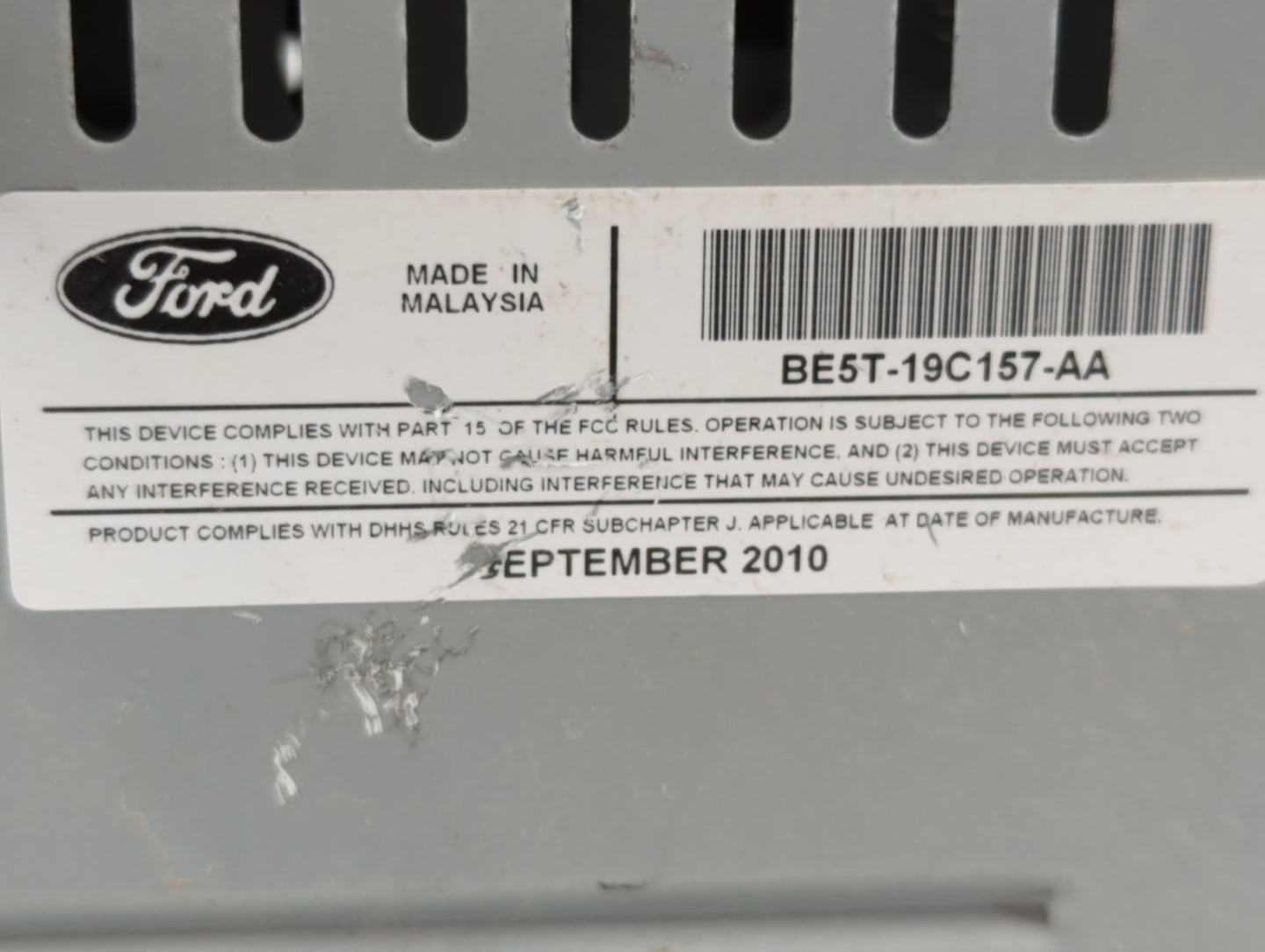 2010-2012 Ford Fusion Radio AM FM Cd Player Receiver Replacement P/N:BE5T-19C157-AA Fits Fits 2010 2011 2012 OEM Used Auto P