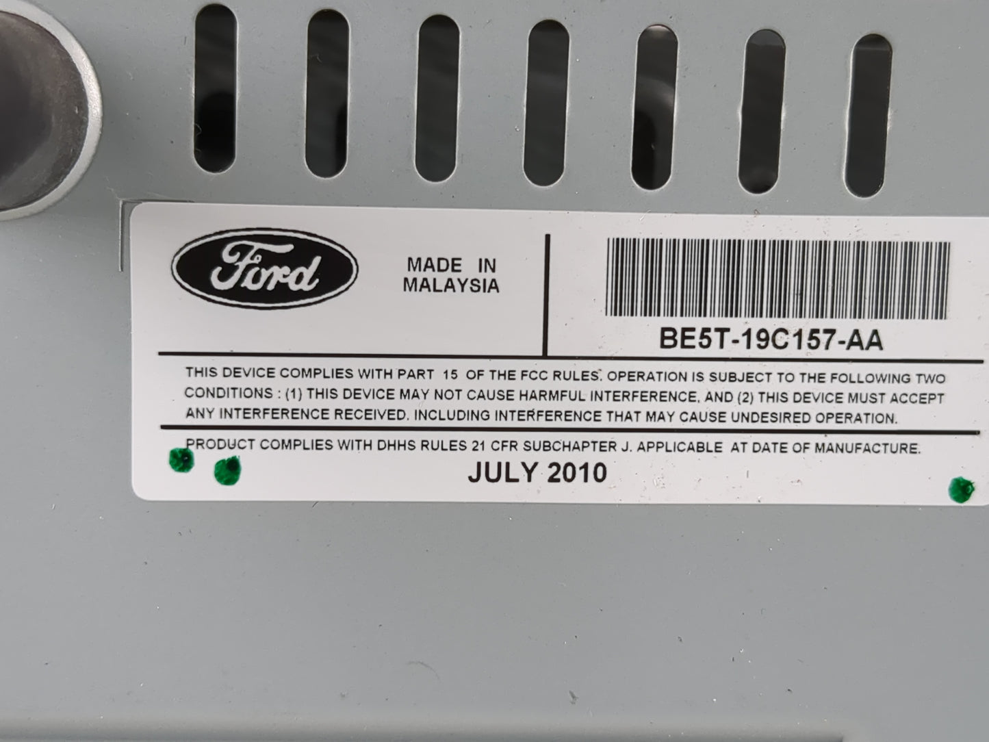 2010-2012 Ford Fusion Radio AM FM Cd Player Receiver Replacement P/N:BE5T-19C157-AA Fits Fits 2010 2011 2012 OEM Used Auto P