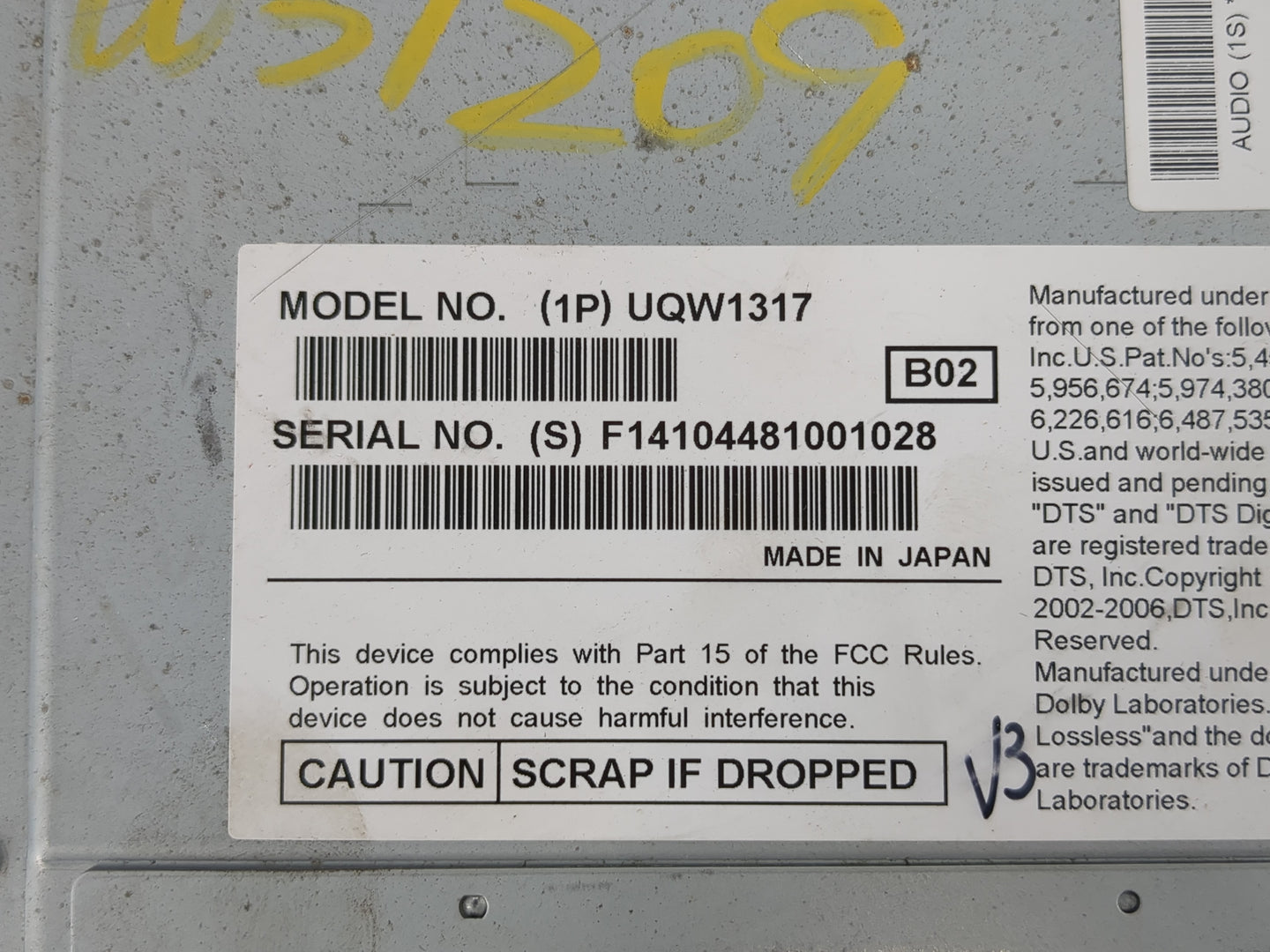 2011 Ford Fusion Radio AM FM Cd Player Receiver Replacement P/N:UQW1317 Fits OEM Used Auto Parts - Oemusedautoparts1.com