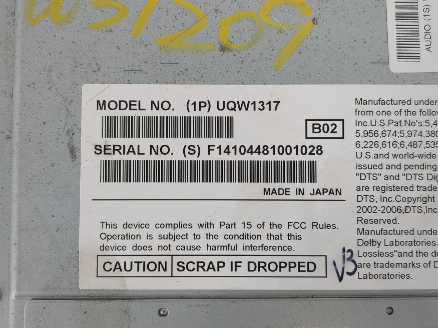 2011 Ford Fusion Radio AM FM Cd Player Receiver Replacement P/N:UQW1317 Fits OEM Used Auto Parts - Oemusedautoparts1.com