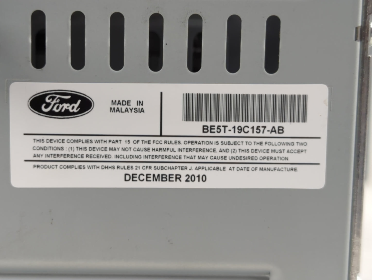 2010-2012 Ford Fusion Radio AM FM Cd Player Receiver Replacement P/N:BE5T-19C157-AB Fits Fits 2010 2011 2012 OEM Used Auto P