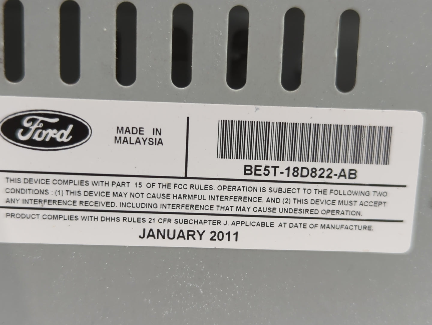 2011-2012 Ford Fusion Radio AM FM Cd Player Receiver Replacement P/N:BE5T-19C158-AB Fits Fits 2011 2012 OEM Used Auto Parts 