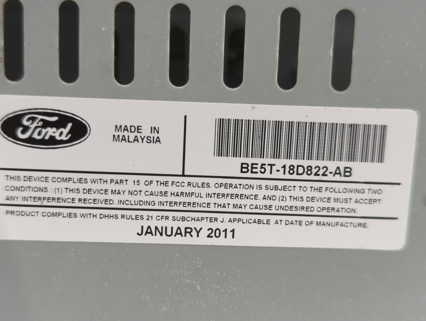 2011-2012 Ford Fusion Radio AM FM Cd Player Receiver Replacement P/N:BE5T-19C158-AB Fits Fits 2011 2012 OEM Used Auto Parts 