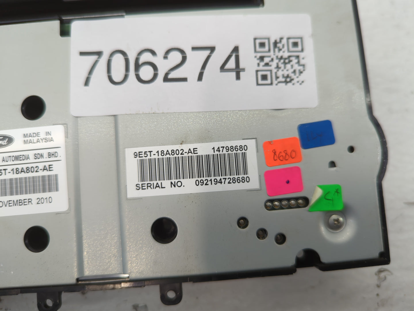 2010-2012 Ford Fusion Radio AM FM Cd Player Receiver Replacement P/N:9E5T-18A802-AE Fits Fits 2010 2011 2012 OEM Used Auto P