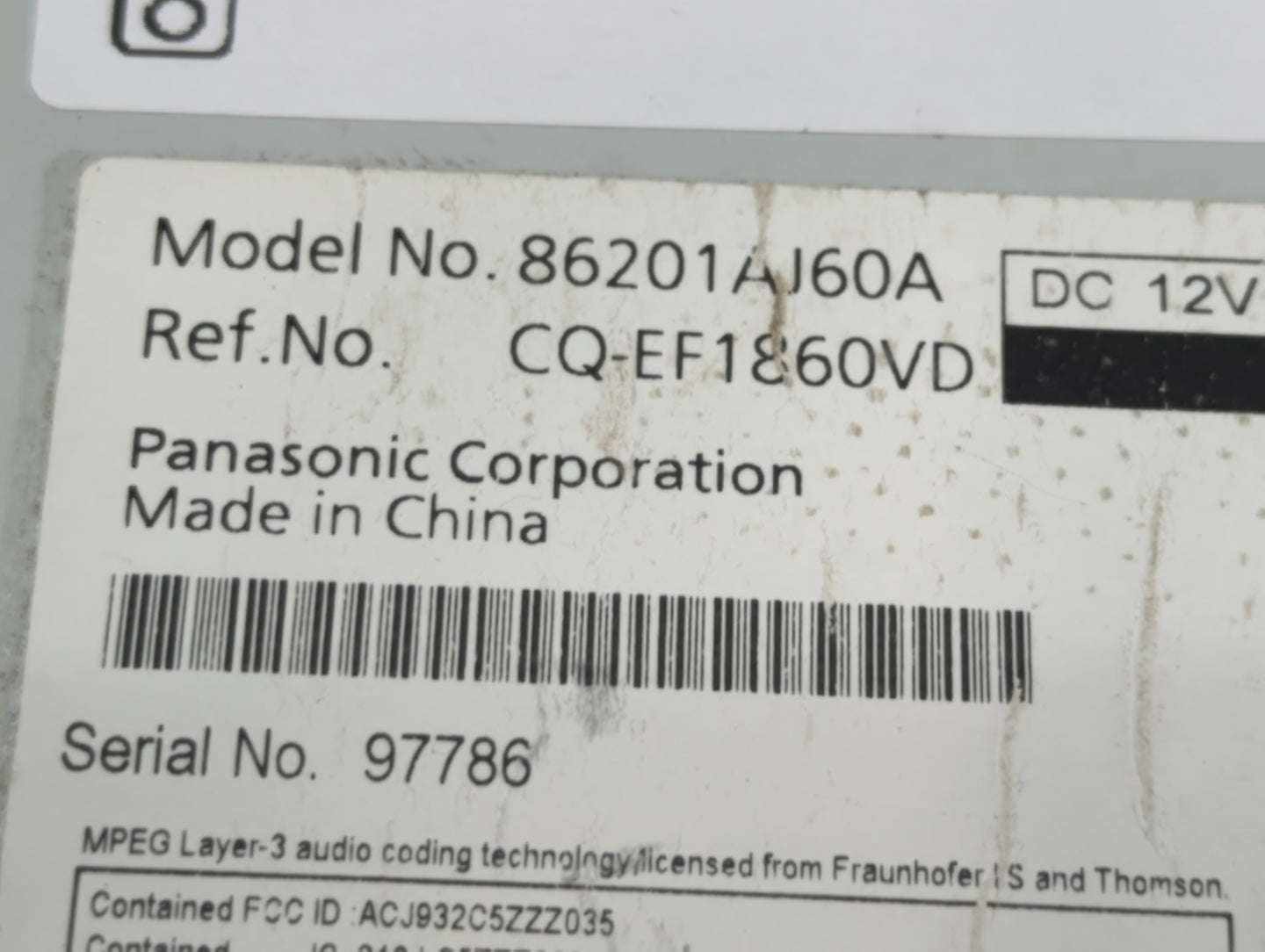2011-2012 Ford Fusion Radio AM FM Cd Player Receiver Replacement P/N:86201AJ60A Fits Fits 2011 2012 OEM Used Auto Parts - Oe