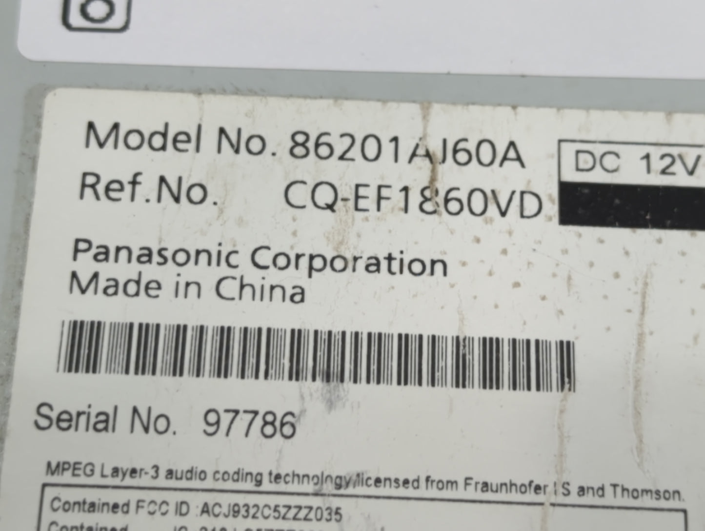 2011-2012 Ford Fusion Radio AM FM Cd Player Receiver Replacement P/N:86201AJ60A Fits Fits 2011 2012 OEM Used Auto Parts - Oe